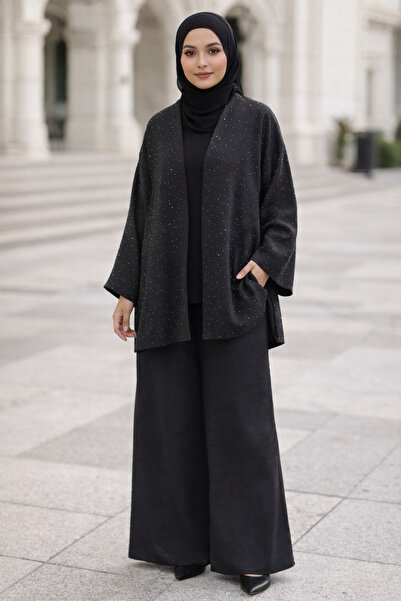 EB SCARF Stone Detailed Kimono Set