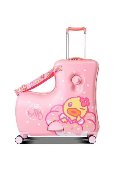 BLOOMING TIME حقيبة سفر للأطفال على شكل بطة قابلة للركوب - حقيبة صلبة مقاس 24...