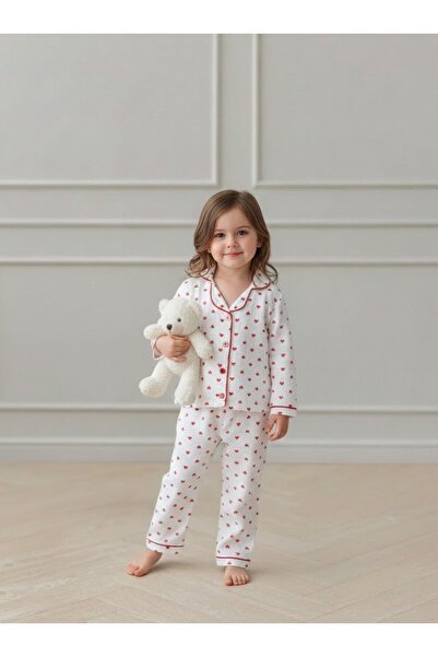 FURYATEX Girl's 100% Cotton Organic Double Layer Muslin Red Heart Patterned 2...