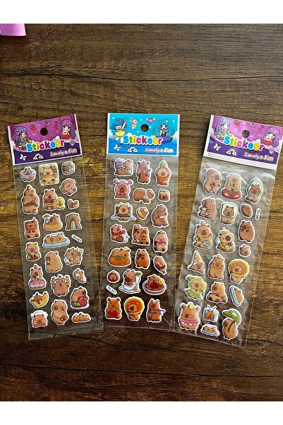gülümse gel 3'lü Capybara Sticker Set Kapibara Sticker Etiket