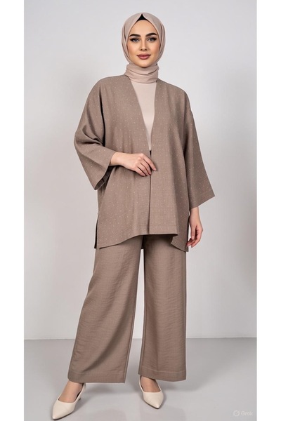 EB SCARF Stone Detailed Kimono Set