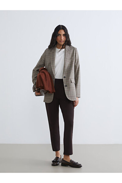 LC Waikiki بنطال كريب بني للنساء بخصر مطاطي