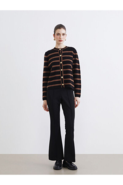 LC Waikiki Black Slim Fit Flared Leg Women's Trousers