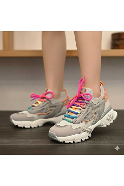 SNİCKER Kadın Sneaker Yüksek Taban Bağcıklı Spor Ayakkabı