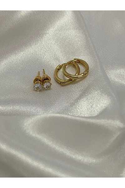 Zeyf 2'li Küçük Çelik Küpe Seti