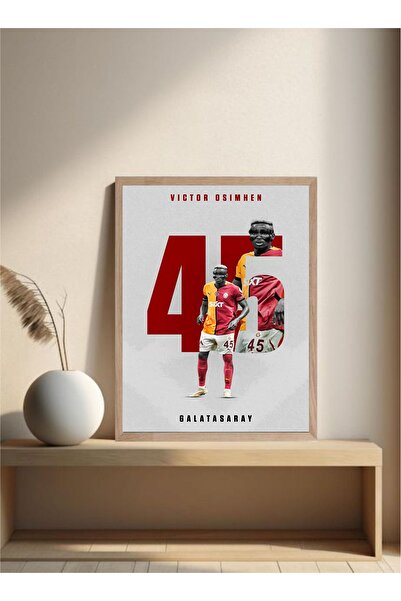 MOR TABLO Galatasaray Victor Osimhen Poster Tek Parça Ahşap Çerçeveli Tablo