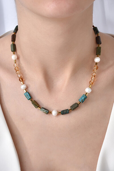 Mordays silver İnci, Sitrin, Hematit ve Apatit Taşlı Gümüş Klipsli El Yapımı ...