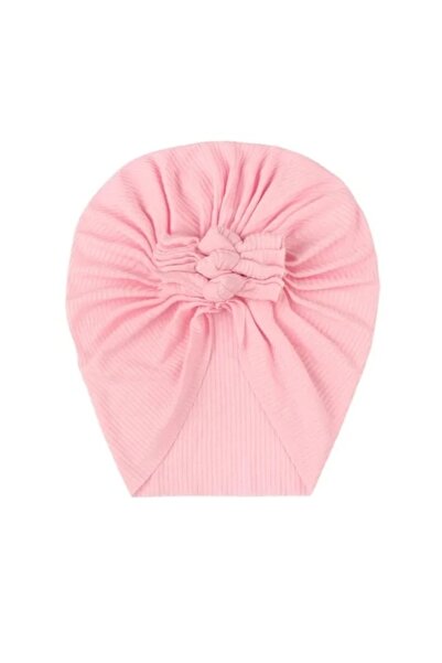 Superbaby Caciulita roz tip turban cu trei fundite