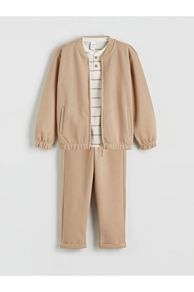 LC Waikiki Beige Crew Neck Boys' Set 3-Piece