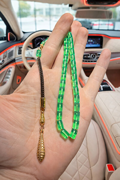 A-STİL TAKI Men's Gift Box Wrist-Length Emerald Aircraft Glass Prayer Beads