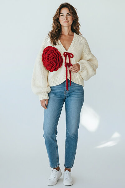 Charme Elegant jachetă de damă tricotată manual