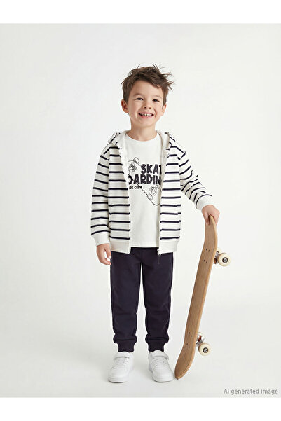 LC Waikiki Lcw Kids Ekru Printed Boy's Set 3-Piece