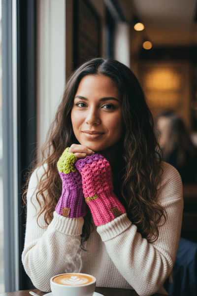 BB BİBUTİKSHOP Hand Knitted Fingerless Gloves |   Winter Warmth Stylish Desig...