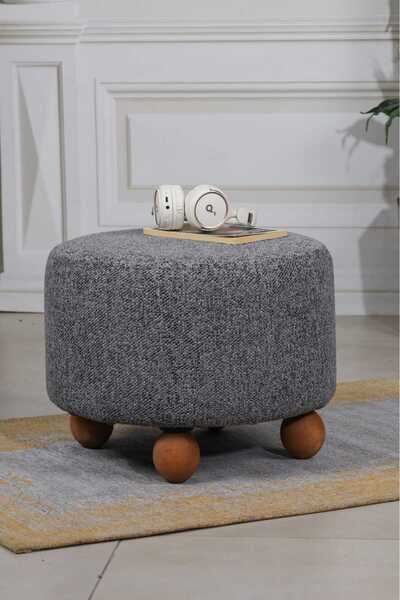 PUFMANYA NEPTÜN XLARGE 45 CM DOĞAL AHŞAP AYAKLI YUVARLAK PUF KOLTUK