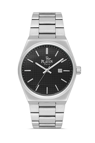 Platin Pierre Pl-1260Ga-A2 Men's Steel Band Calendar Wristwatch
