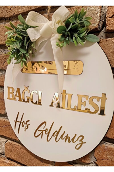 PAŞAOĞLU PLEKSİ Beyaz Gold Yazılı Isme Özel 30 X 30 Cm Kapı Süsü