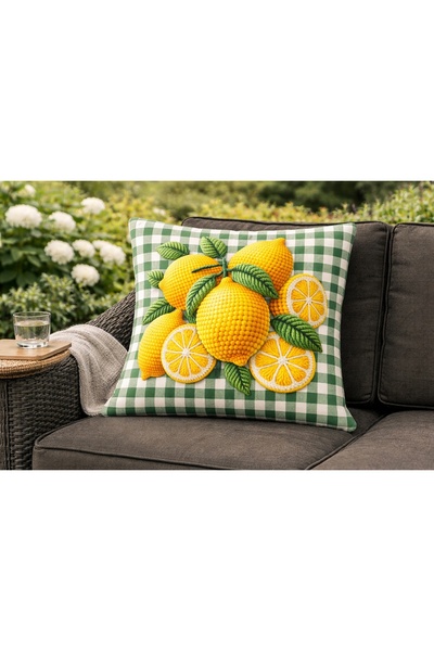 MİNOZA Pitikare Grounded Lemon Patterned Decorative Throw Pillow Cover 1 Piece