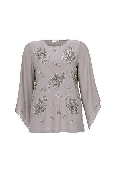 MİYORO Large Size Women's Blouse with Sprinkled Stone Motifs