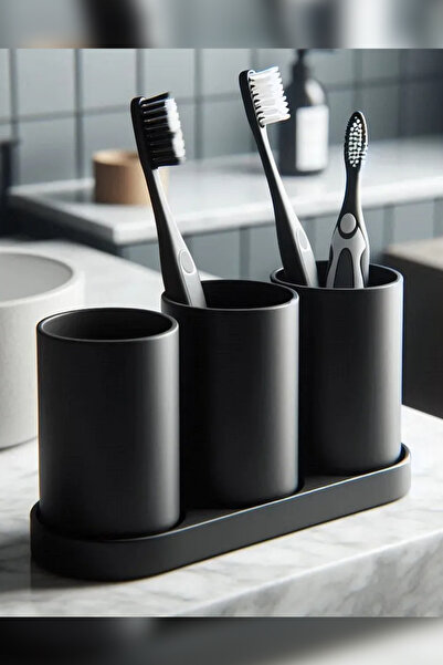 Genç 3D Set suport pentru periuțe de dinți cu design cu 3 căni |   Set suport...