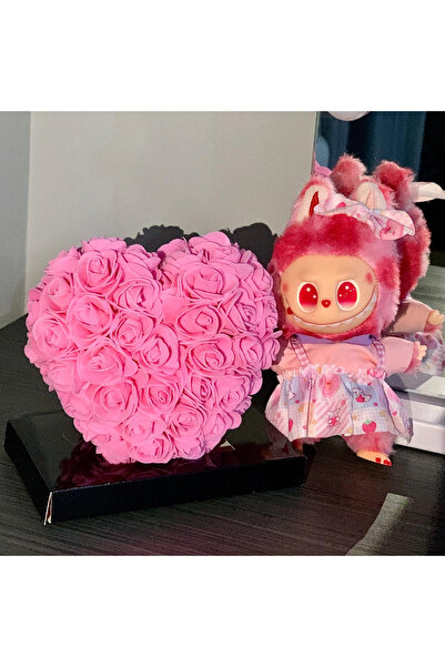 OEM Labubu Gift and Heart of Roses 15x15cm with Foam Flowers, in Transparent ...