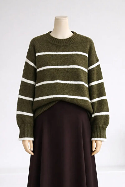 Liya Çizgili Bisiklet Yaka Kazak