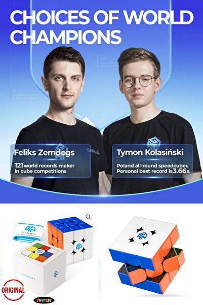TOYFEST Gan Cube 3356 R S Stickerless 3x3 Zeka Küpü Profesyonel Speed Cube