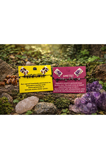 seymenbıçakçılık Natural Stone Bracelet Tiger Eye and Amethyst |   Handmade E...