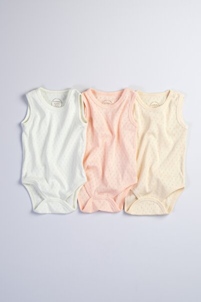 Bondberro Set of 3 Unisex 100% Cotton Zero Sleeve Newborn and Baby Bodysuits