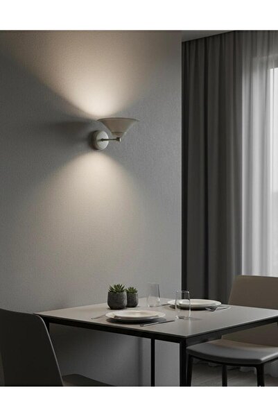 BİAVİZE Gray Chrome Modern Wall Sconce with Japanese Hat