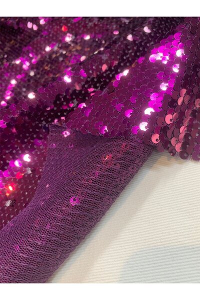 Yiğit Kumaş Purple Sequin Fabric Reversible