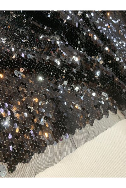 Yiğit Kumaş Țesătură cu paiete cu două fețe, argintiu negru