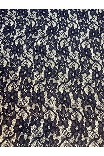 Yiğit Kumaş Navy Blue Cord Lace Fabric – Floral Pattern