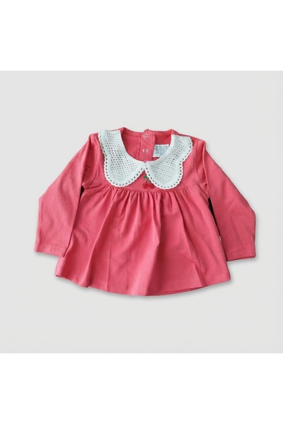 Nazar Kids Kız Bebek Dantel Yakalı Kiraz Nakışlı Alt Üst Takım