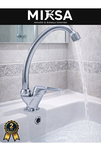 MİXSA Krom Mermerden Tek Su Çıkışlı Lavabo-Eviye Musluk Bataryası