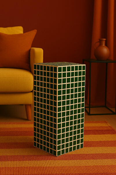 stork woods Yan Sehpa| El Yapımı Cam Mozaik Kaplı Sehpa | Modern Minimal Tasa...