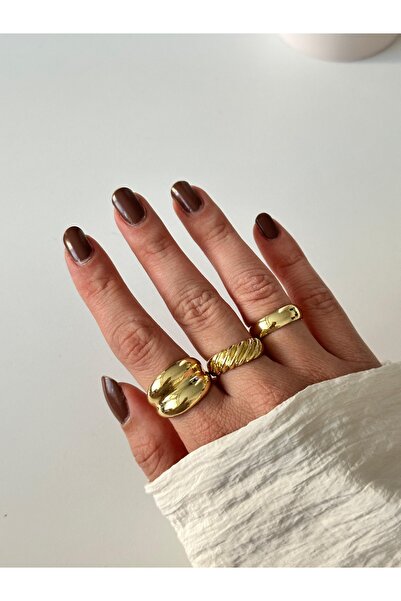 Charmist Çelik üzeri altın kaplama set yüzük