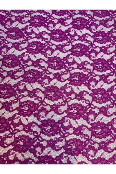 Yiğit Kumaş Purple Cord Lace Fabric – Floral Pattern