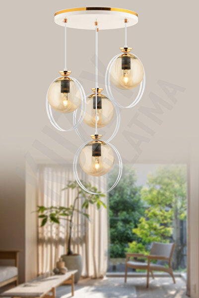 KUZEY AYDINLATMA BUSE 4 LÜ BAL GLOP CAMLI MODERN AVİZE AYDINLAMA