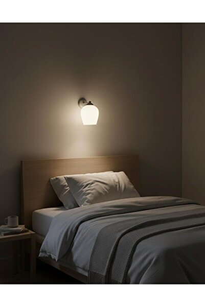 BİAVİZE White Glazed Gray Chrome Modern Wall Sconce