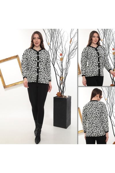 GÖMLEK GALERİSİ Women's Angora Patterned Peter Pan collar Cardigan Standard S...