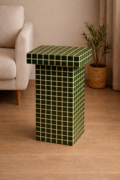 stork woods Işıklı Mozaik Yan Sehpa | LED Aydınlatmalı Modern Komodin | El Ya...