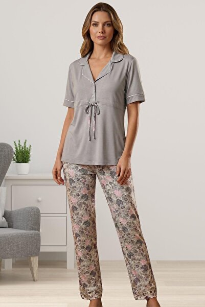 by İGP Short Sleeve Shirt Collar Women's Pajama Set