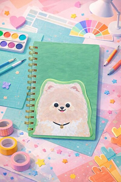 matheon دفتر ملاحظات حلزوني + حامل ملاحظات على شكل كلب (2 في 1) - تصميم ملون