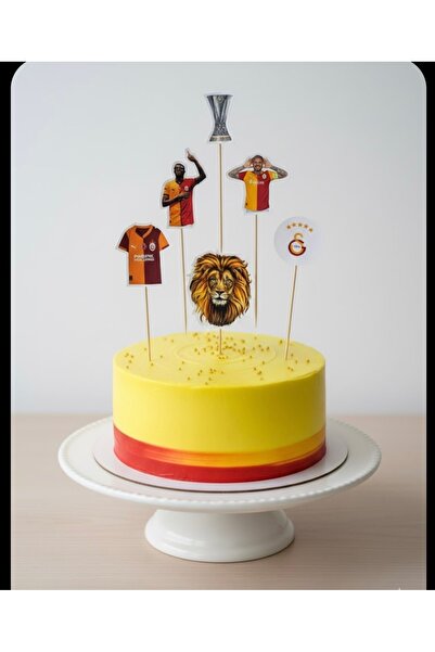 shop 6 adet Futbol Sarı Kırmızı Taraftar Doğum Günü Süsü G-S Süs Pasta Kürdan...