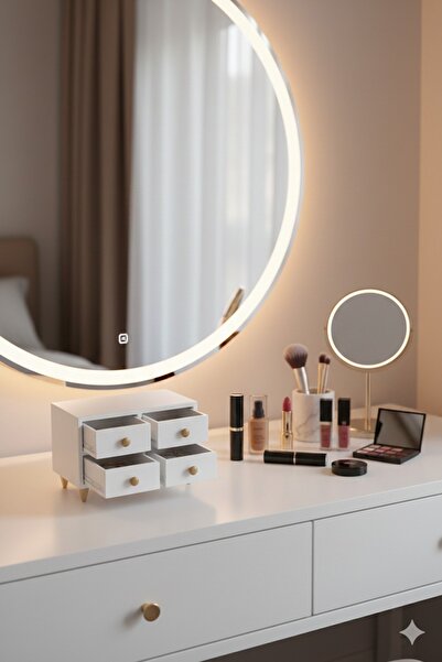 Erka Desıgn Luxury Ahşap Ayaklı 4 Bölmeli Minimal Komodin