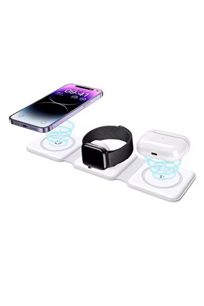 OEM ​3 in 1 Foldable Charger, Fast Charge Magnetic Charging Station, White