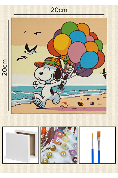 Corvo Sayılarla Boyama 20x20 Cm Tuval Seti Fırça Boya Dahil Çıtaya Gerili - B...