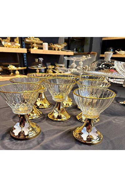 Niyara home Glass Ice Cream Bowl Set 6 Pieces Set Price Metal and Glass