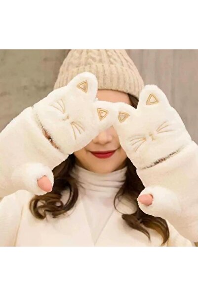synshop Labubu Winter Snow Gloves Plush Luxury Soft Buttoned Cover Fingerless...