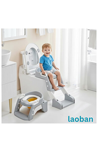 LAOBAN مقعد مرحاض للأطفال 3 في 1 مع سلم، كرسي مرحاض مع واقي من الرذاذ ومقعد مبطن